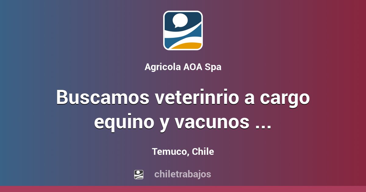 Trabajo Buscamos veterinrio a cargo equino y vacunos 1 dia 
