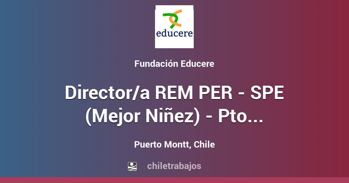 Director/a REM PER - SPE (Mejor Niñez) - Pto. Montt - Puerto Montt ...