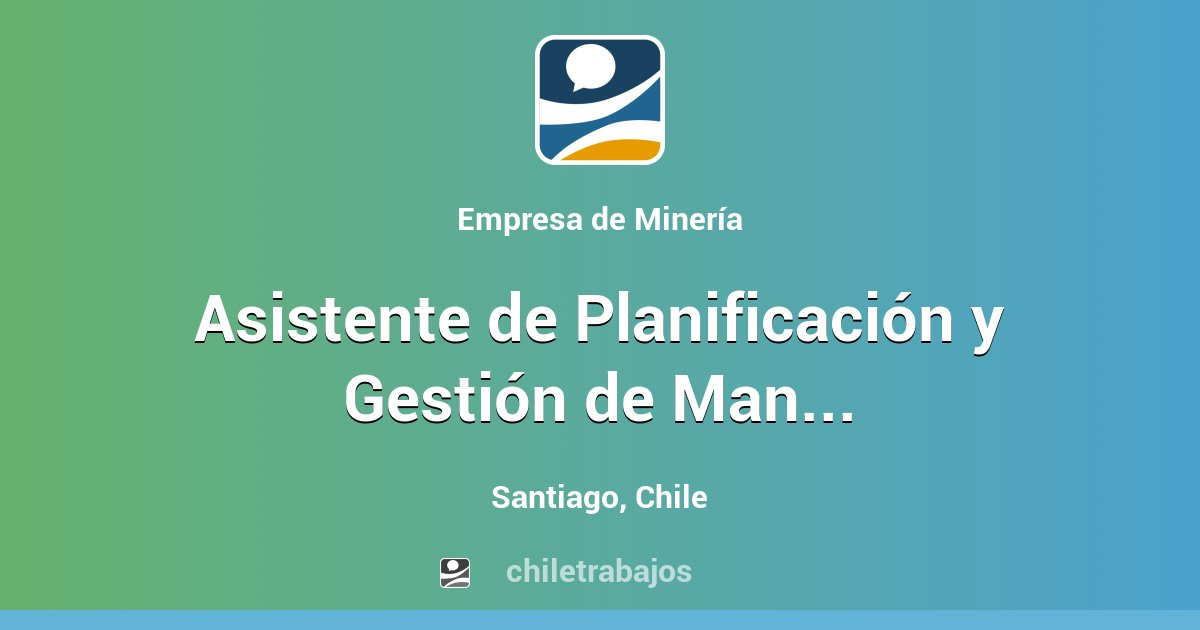Asistente de Planificación y Gestión de Mantenimiento - Santiago ...